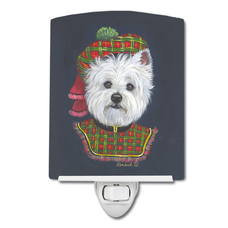 Veilleuse Westie, Westie avec tissu carreauté