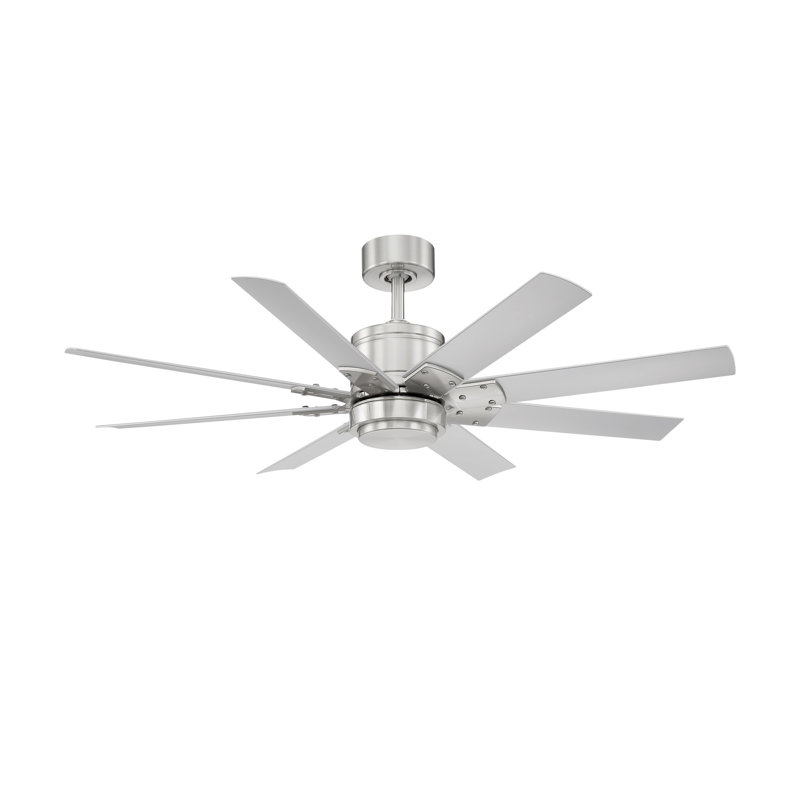 Renegade 8 - Blade Outdoor Integrated LED Smart Standard Ceiling Fan with Remote Control and Light Kit Included, Matte Black