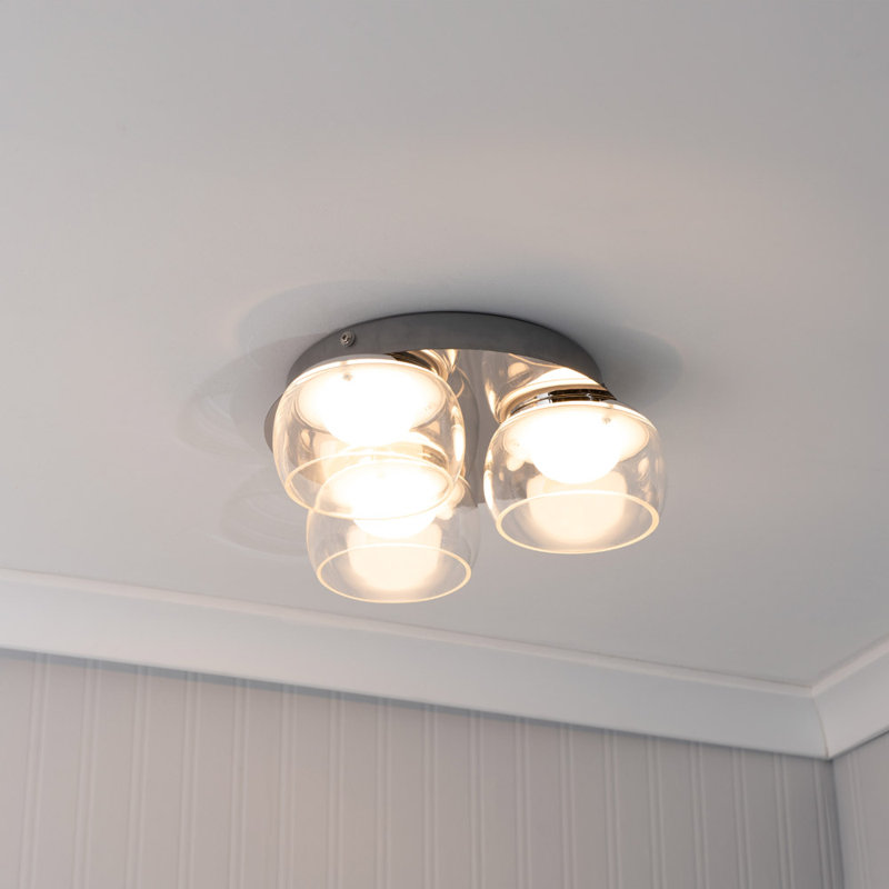 Couvertier Glass LED Flush Mount, Chrome, Clear