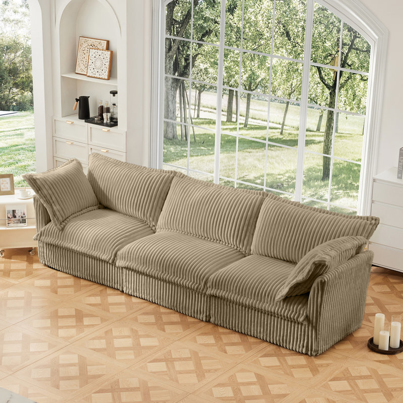 Upholstered Sofa, 34.6" H x 120" W x 33" D, Chameau