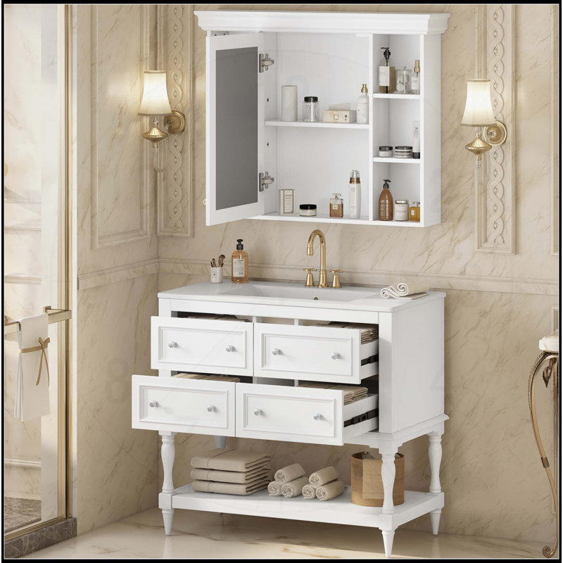 Meuble-lavabo 36 po avec armoire à pharmacie, Blanc