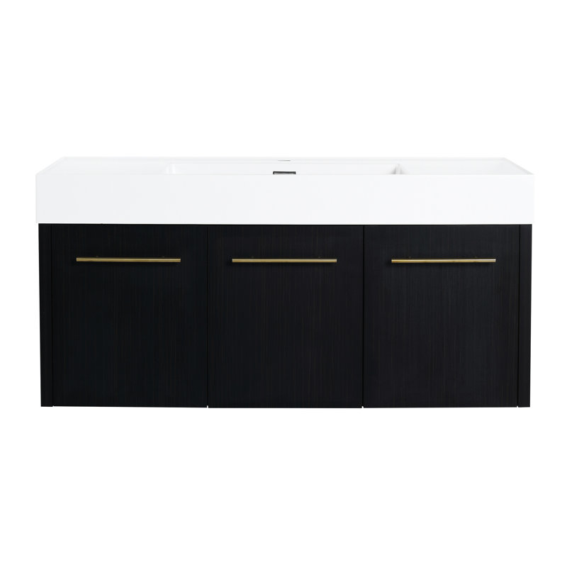 Meuble-lavabo pour salle de bain Bvb09148bct - 48 po, châtaignier noir, avec rangement et armoire de rangement spacieuse à fixation murale, style moderne pratique