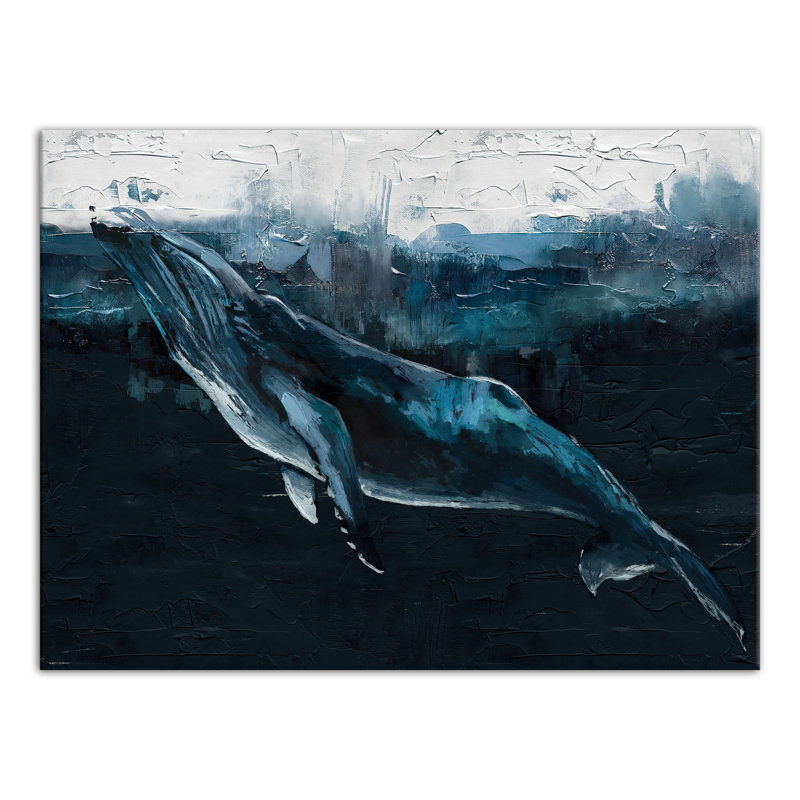 Impression d'une baleine profonde sur toile, H 12 po x l 16 po x P 1,25 po, Sans cadre