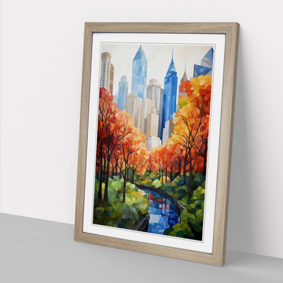Central Park Geometric No.2 - Single Picture Frame Print on Wood
