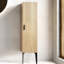 14S Modern Bathroom Locker, Matt Black Striped, Freestanding With Shelved Storage And Metal Leg Structure Dresser, Practical Shelves Robust Legs