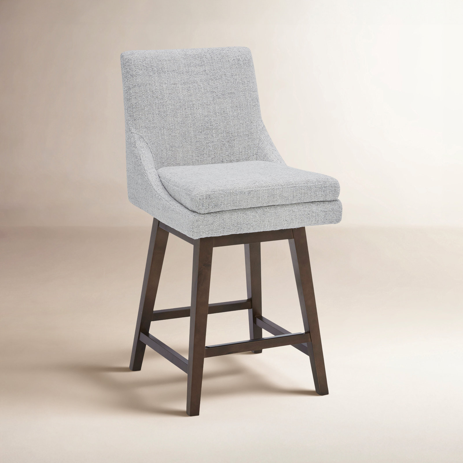 Zahara 26" Swivel Bar Stool, Nathan Gray Heathered/Walnut
