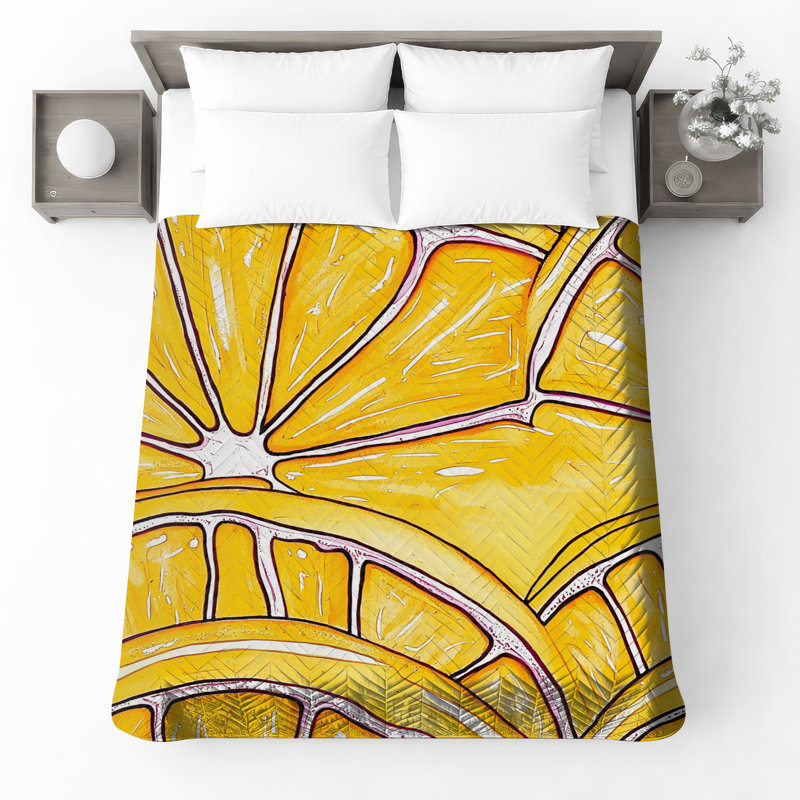 Couvre-lit matelassé agrumes, Grand lit