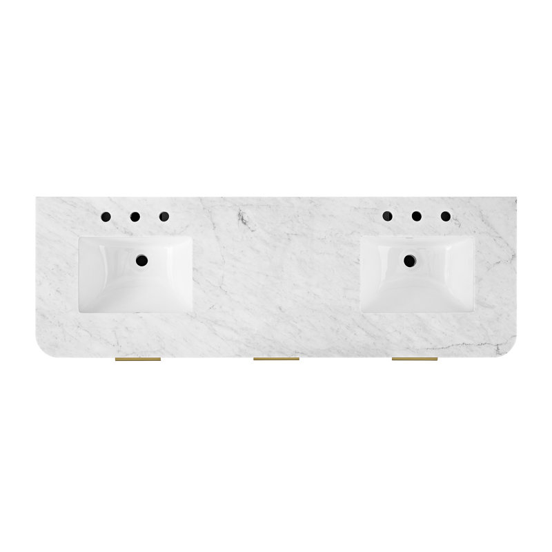 66" Double Bathroom Vanity In Light Reeded Birch