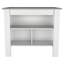 Îlot de cuisine, table de cuisine H 35 po, quatre pieds, trois tablettes de rangement ouvertes