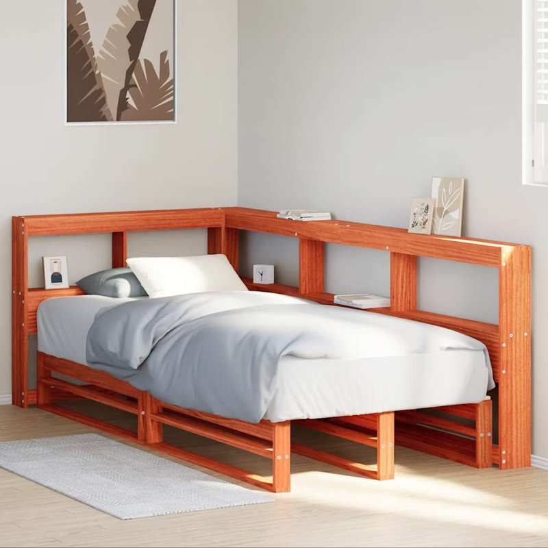 Solid Wood Storage Bed, Small Single (2'6), Wax Brown