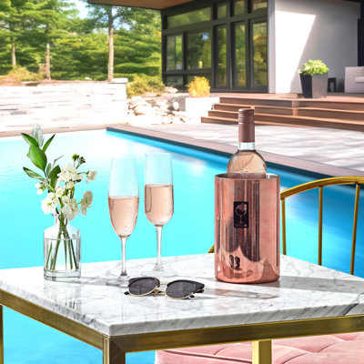 Stainless Steel Wine Chiller Bucket with Ice Stone for 750mL Bottles