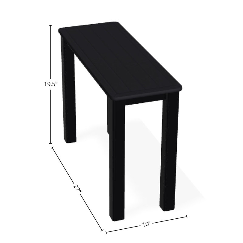 Table de bout d'extérieur 10 po x 27 po en polymère de qualité marine, Noir / Noir