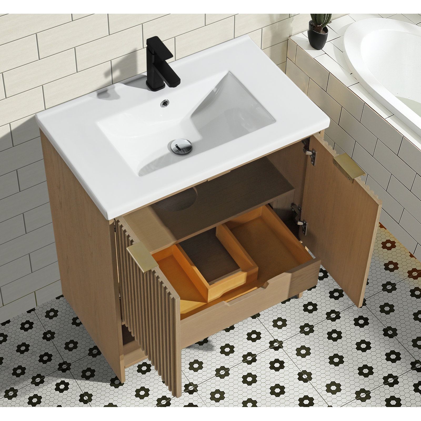Anelie 30" Freestanding Bathroom Vanity Oak