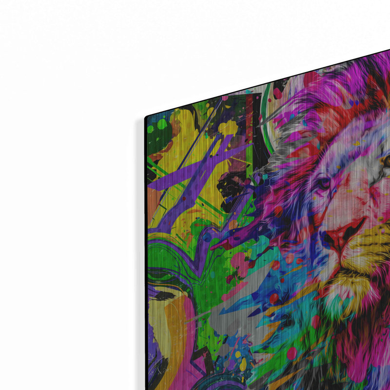 Lion, art mural en métal, H 12 po x l 16 po