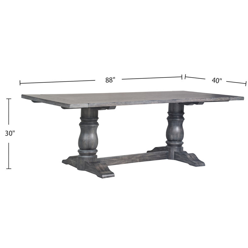 Rectangular Trestle Table with Double Turned Pedestal