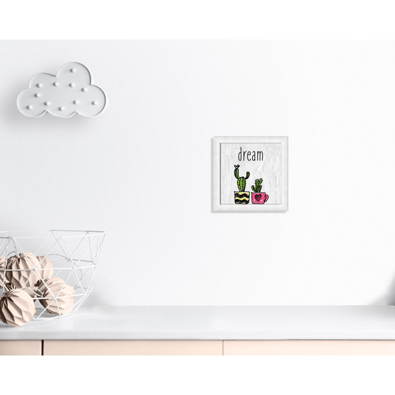 «Cacti A», art encadré, H 12 po x l 12 po x P 0,6 po, Encadré plat à grain de bois blanc