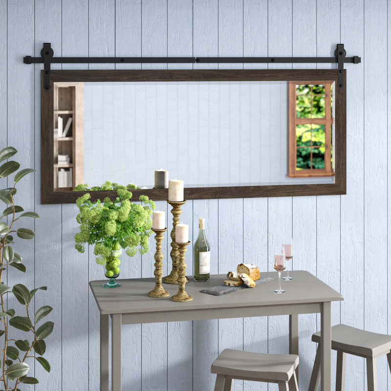 Miroir d'appoint / de salle de bain / de meuble-lavabo N Peace, H 32 po x l 71 po, Noyer noir