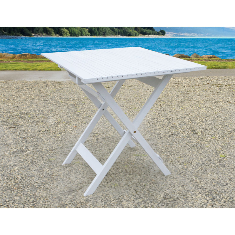 Galvan Square Eucalyptus Folding Outdoor Bistro Table , 70cm cm W 70cm cm D, White