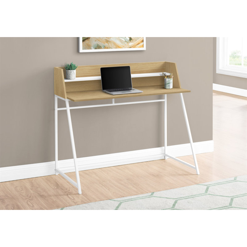 Bureau d'ordinateur, bureau personnel, ordinateur portable, tablettes de rangement, L 48 po, travail, métal stratifié naturel, contemporain, moderne