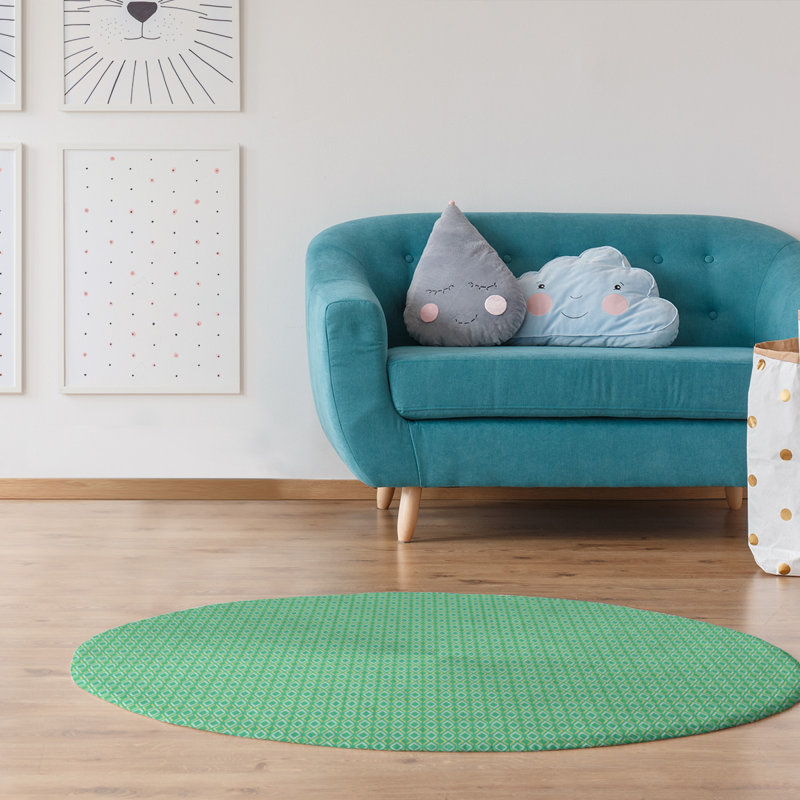 Tapis de zone verte arrow diamants, Rond 5 pi