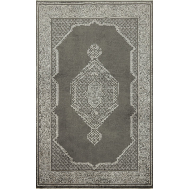 Tapis gris élégant avec motif géométrique 5 x 7