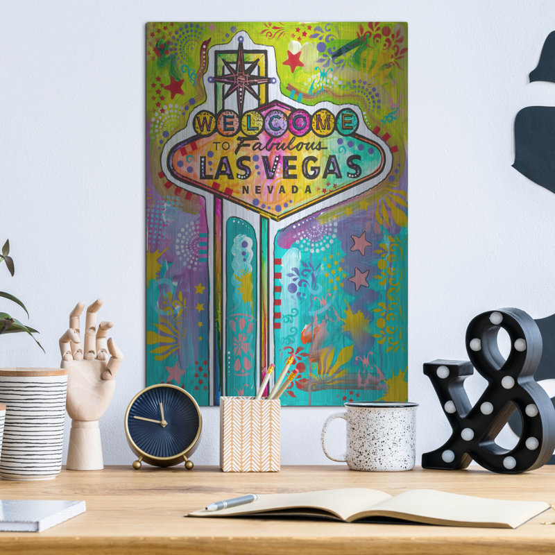 Art mural en métal Winston Porter «Las Vegas Sign» par Dean Russo, H 16 po x l 12 po