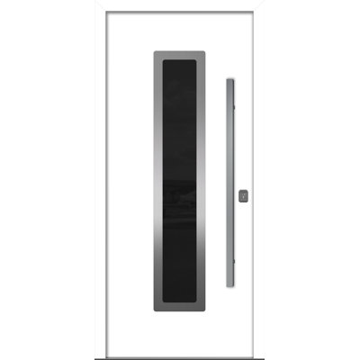 Porte d'entrée extérieure moderne en acier 36 po x 80 po - Inox SI