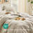 Bedsure Queen Comforter Set - 7 Pieces Beige Queen Bedding Set for All Seasons, Boho Contrasting Design Bed in a Bag with Comforter, Sheets, Pillowcases & Shams-105522619-105522615