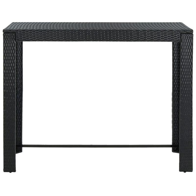 Table de bar d'extérieur en rotin, Noir, l 23,8 po x L 55,3 po x H 43,5 po