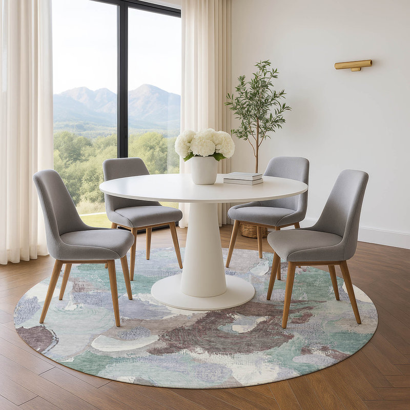 Premium Machine Washable Mouton Abstract Rug, Round 8'