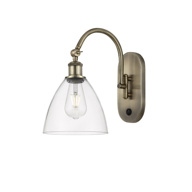 Bras pivotant en verre Amenda, Laiton antique, Ampoule non incluse