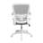 Rolling Task Chair, Gray Mesh, White Flip Up Arms, Upright Locking