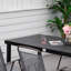 Table de salle à manger d'extérieur 75 po x 35 po pour 8 personnes, structure en aluminium noir avec plateau en faux bois, 8 personnes convenant à une utilisation sur la pelouse, construction rectangulaire imperméable, noir, jardin adapté