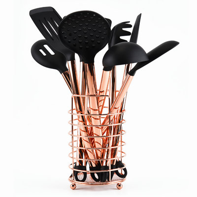 Cooking Tools Set Kitchen Utensils 11Pcs Rose Gold Handle Silicone Kitchen Accessories Non-Stick Heat Resistant Kitchen Tools -  Ruya company, wy-4000101304161