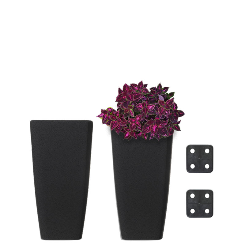 Ensemble de pots à fleurs auto-arrosants 2 pièces Hymie, Noir