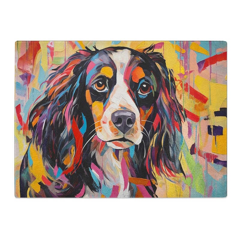 Cavalier King Charles Spaniel Gestural  Glass Chopping Board