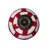 Set of Eight White And Red Ceramic And Metal Drawer Pull Knobs