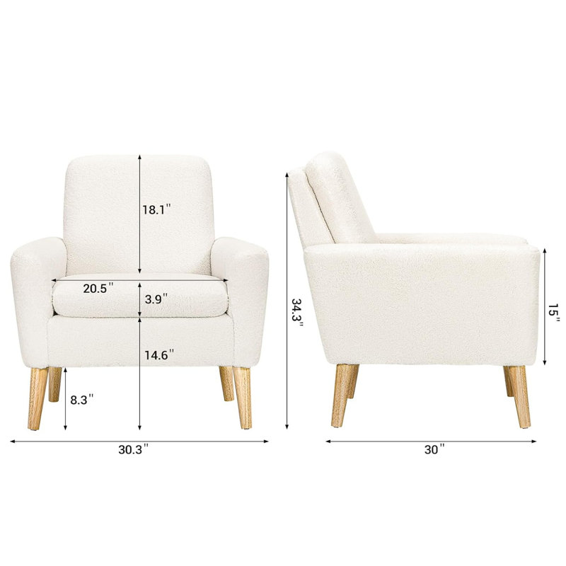 Cristyle Upholstered Arm Accent Chair, White Teddy