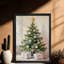 Art mural arbre de Noël noir encadré - décorations festives rétro élégantes-722175770