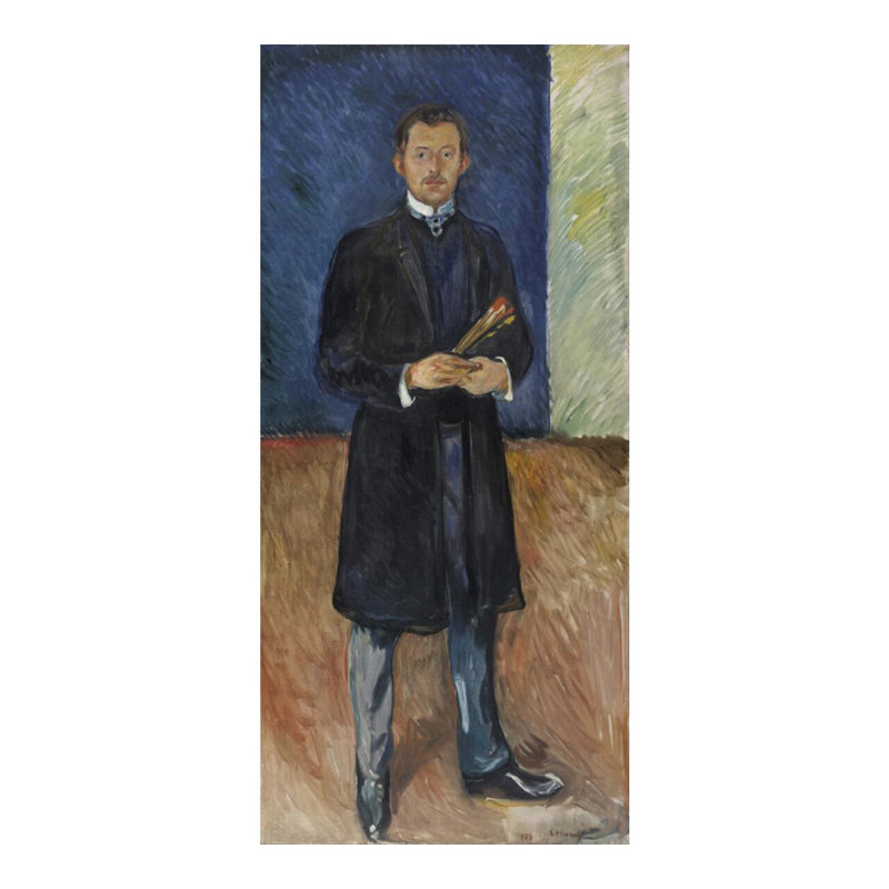 Autoportrait avec pinceaux par Edvard Munch - Impression giclée, H 20 po x l 16 po