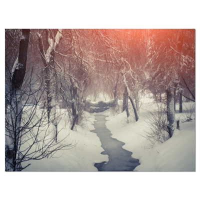 «Beautiful Snowfall in City Park», reproduction de photo sur toile tendue