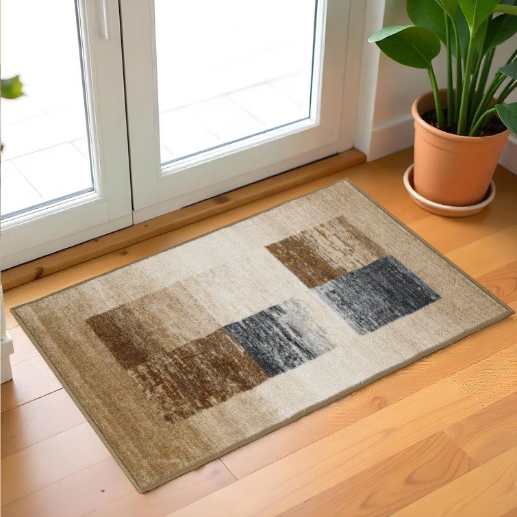 Childers Rustic Colour Block Checkered NonSlip Indoor Runner or Area Rug