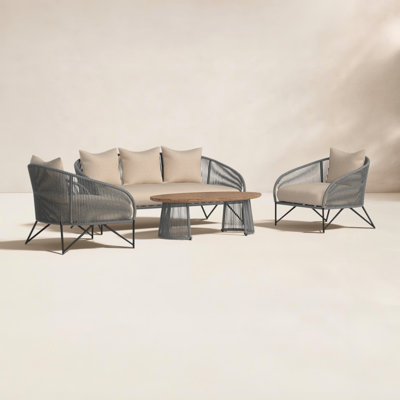 Elvie 5 - Person Patio Conversation Set with Cushions