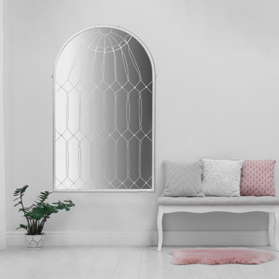 Boxborough Arched Cage Metal Framed Wall Mirror