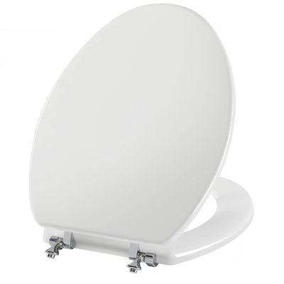 Elongated White Wood Toilet Seat - Durable & Easy Install