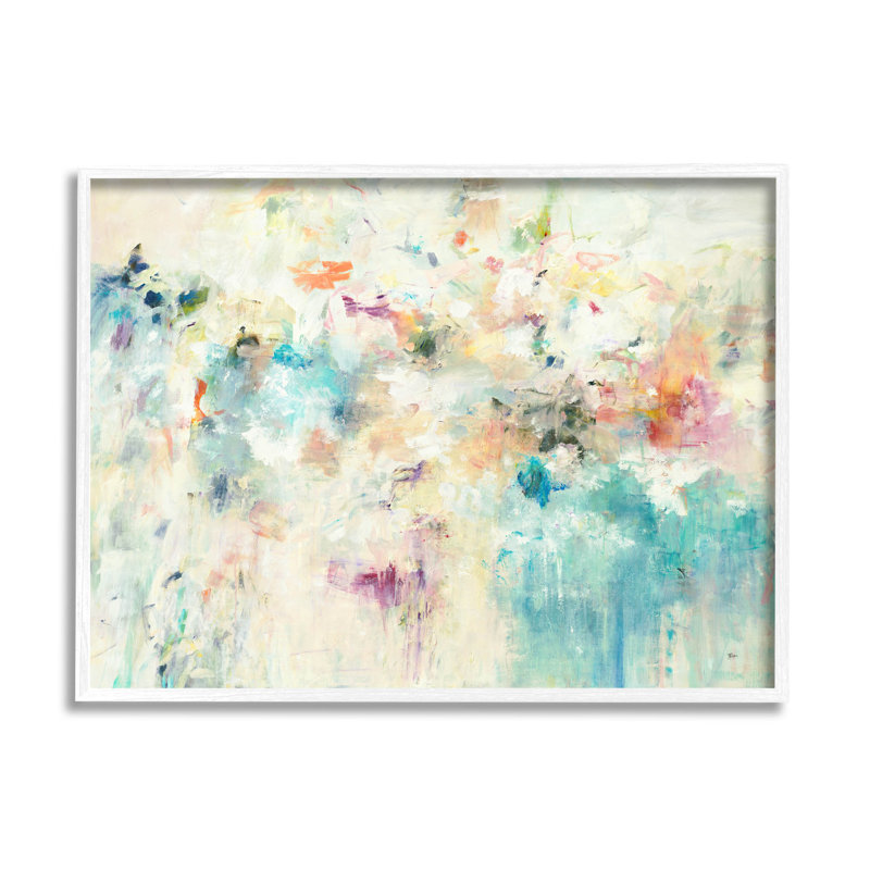 Estampe numérique contemporaine abstraite par Lisa Ridgers, H 24 po x l 30 po x P 1,5 po, Giclée encadrée blanc bord de mer