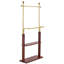 Portemanteau en acier inoxydable doré et bois de noyer - double couche avec cloison en bois, rangement polyvalent