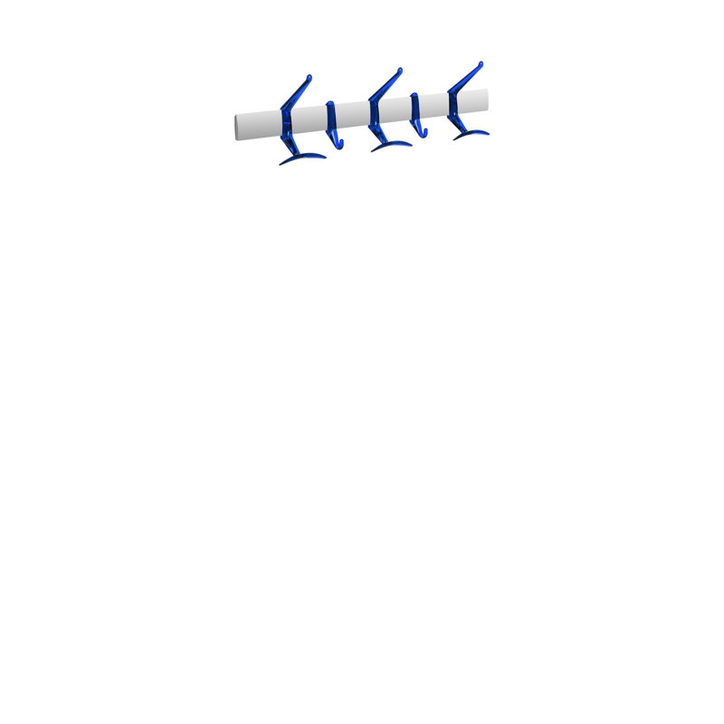 Metal Wall Wall Mounted Coat Rack, Transparent Cobalt, Small