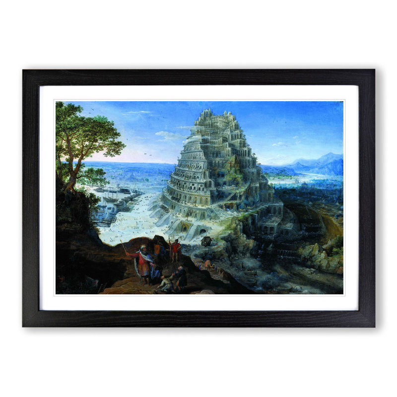 Babel by Pieter Bruegel the Elder - Picture Frame Painting, 27cm H x 36cm W x 2cm D, Black Framed
