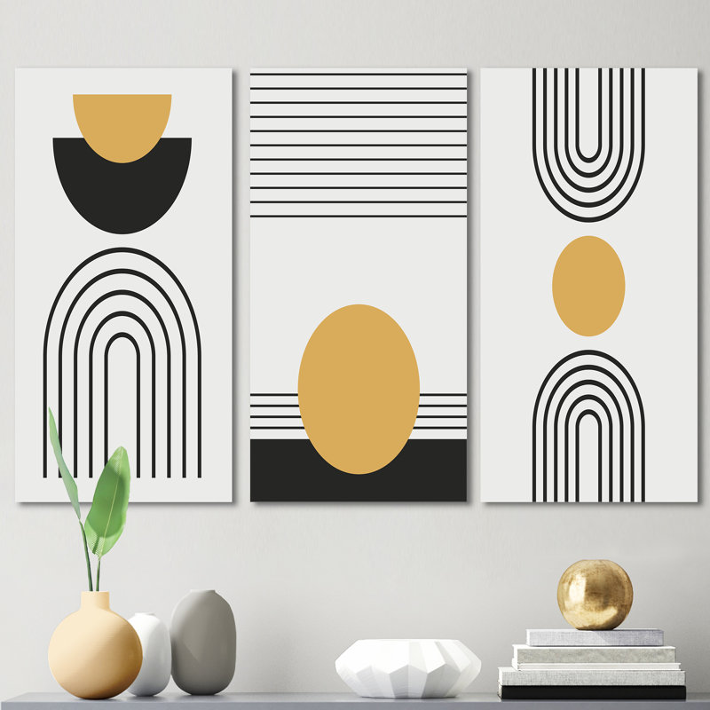 Creative Creative Designs in Retro Colors XV - Ensemble d'art moderne Mid-Century de 3 pièces, H 28 po x l 36 po